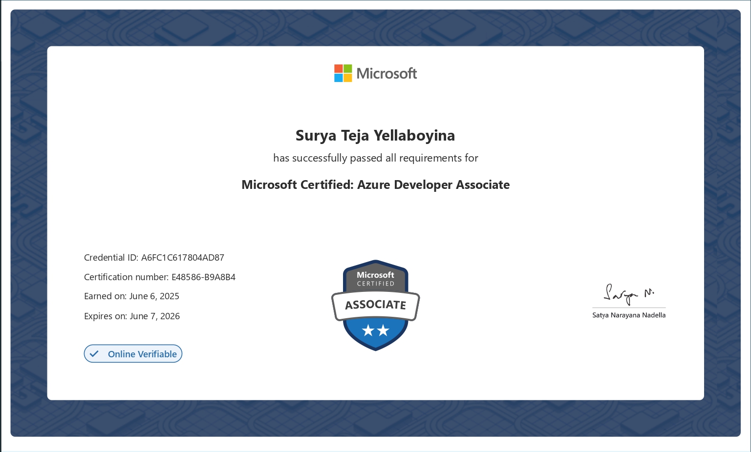 Microsoft Certified - Azure Developer Associate